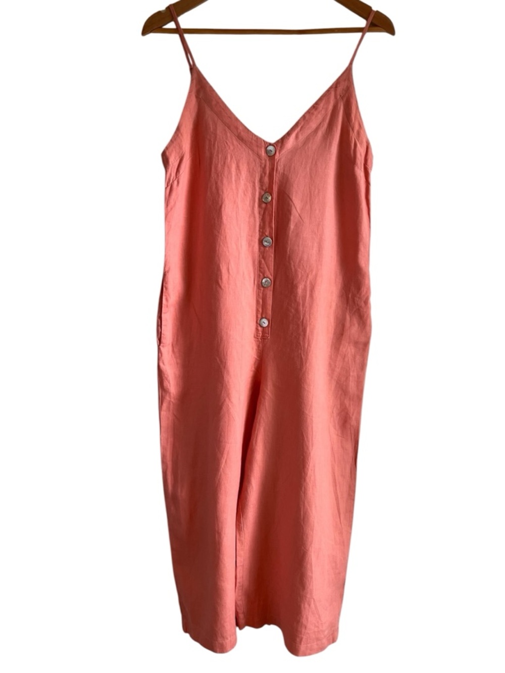 Wilfred linen cropped wide leg sleeveless button down romper XS good condition - Picture 2 of 12